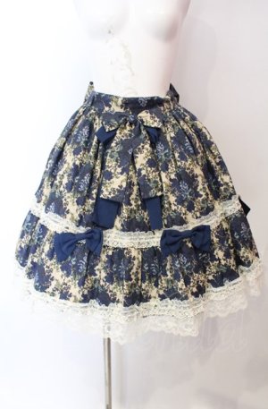 画像: metamorphose / ゴブランブーケ後ろバッスルスカート  ブルー O-25-08-02-002-ME-SK-OW-OS