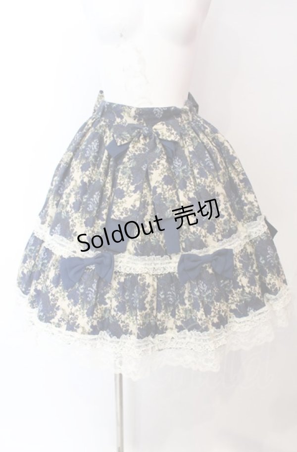 画像1: metamorphose / ゴブランブーケ後ろバッスルスカート  ブルー O-25-08-02-002-ME-SK-OW-OS (1)