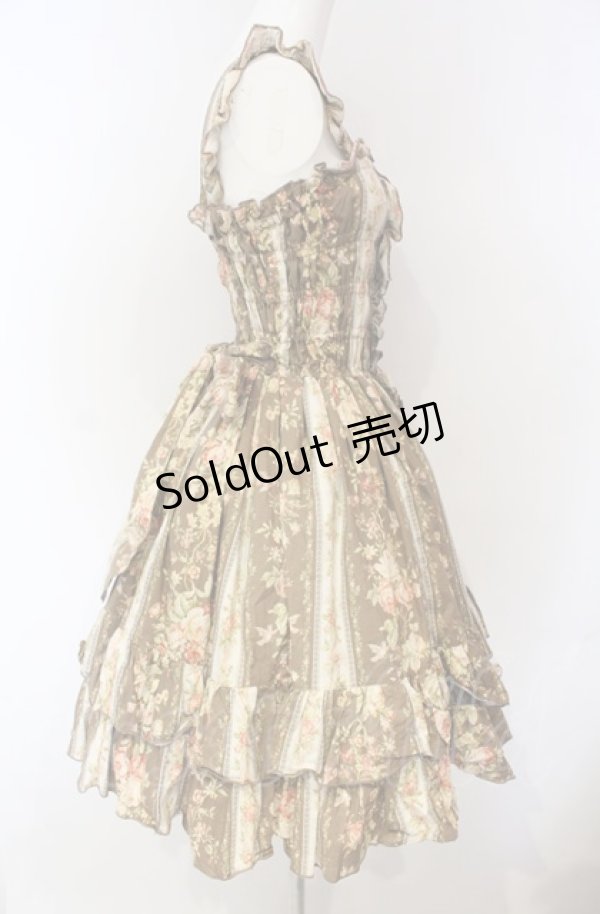 metamorphose / 花柄シャーリングジャンパースカート ブラウン O