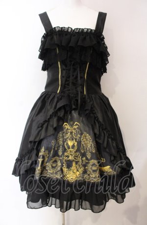 画像: ATELIER PIERROT / Secret Chamber Corset 　ジャンパースカート 2 ブラック×ゴールド O-25-08-02-013-EL-OP-IG-OS