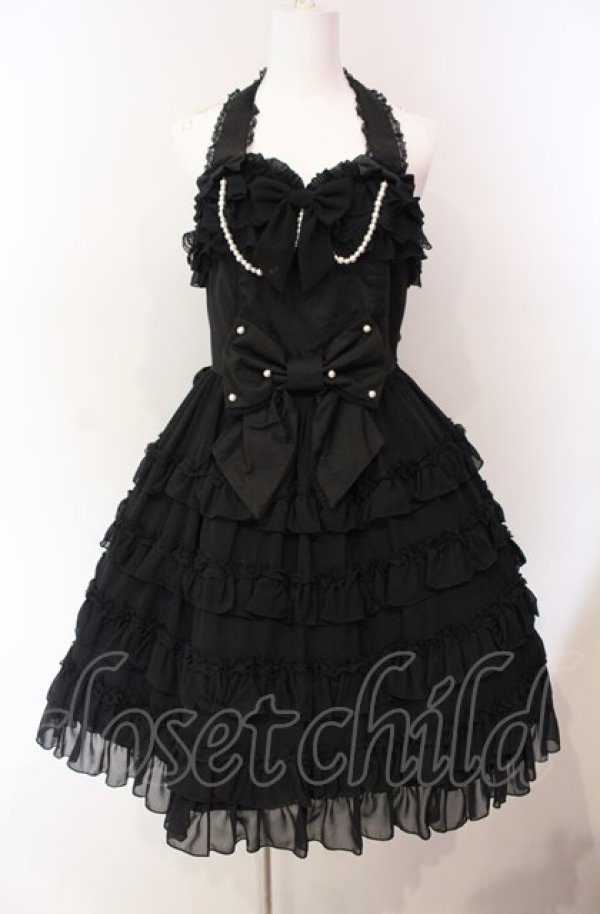 画像1: Angelic Pretty / ジョーゼットフリルシンフォニージャンパースカート  クロ O-25-08-02-014-AP-OP-IG-OS (1)