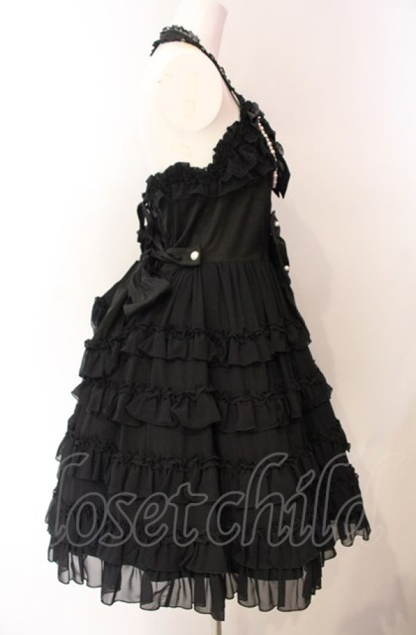画像3: Angelic Pretty / ジョーゼットフリルシンフォニージャンパースカート  クロ O-25-08-02-014-AP-OP-IG-OS (3)