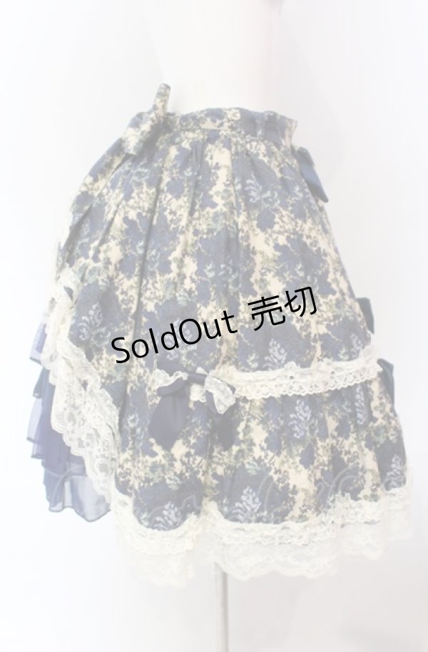 画像4: metamorphose / ゴブランブーケ後ろバッスルスカート  ブルー O-25-08-02-002-ME-SK-OW-OS (4)