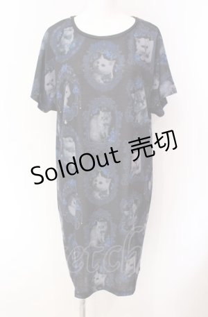 画像: Enchantlic Enchantilly / 猫の王女達の肖像画カットソーワンピース  ブルー O-25-08-02-024-LO-OP-OW-OS