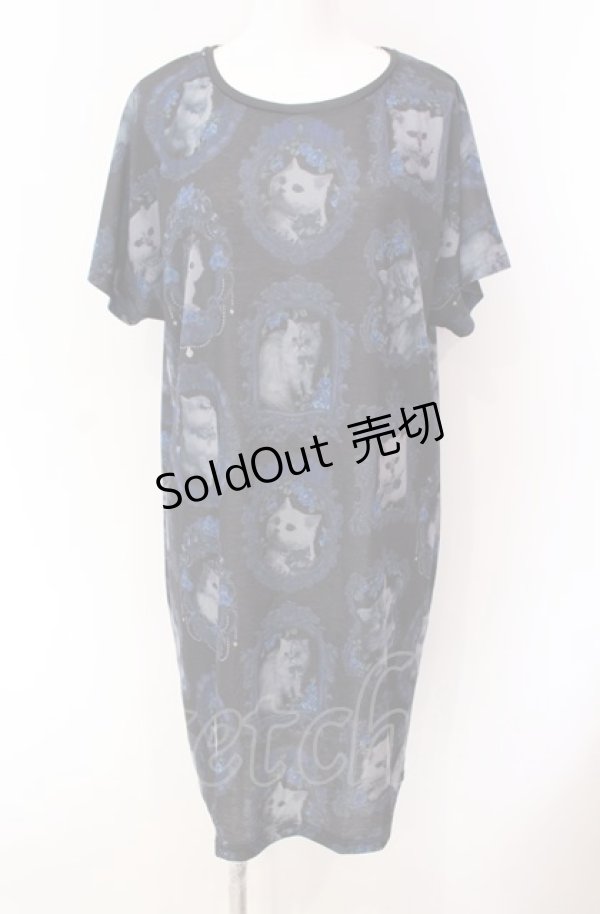 画像1: Enchantlic Enchantilly / 猫の王女達の肖像画カットソーワンピース  ブルー O-25-08-02-024-LO-OP-OW-OS (1)