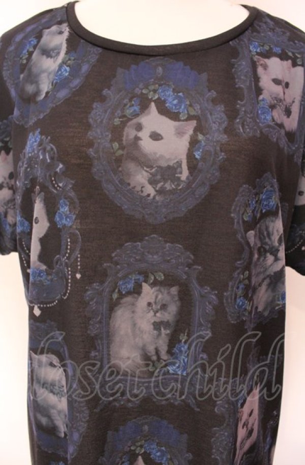 画像2: Enchantlic Enchantilly / 猫の王女達の肖像画カットソーワンピース  ブルー O-25-08-02-024-LO-OP-OW-OS (2)