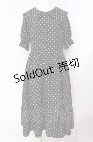 画像: m petit by misako / 梨地水玉半袖ワンピース LL ブラック O-25-08-05-039-LO-OP-IG-ZT065
