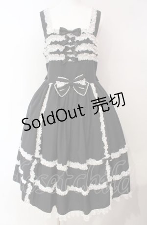 画像: metamorphose / 【プラスサイズ】両山レースジャンパースカート 2 クロ×シロ O-25-08-05-048-ME-OP-OW-OS