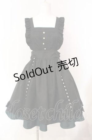 画像: Amavel / Dark Chember Maidミドルエプロンジャンパースカート F クロ×グリーン O-25-08-05-051-CA-SK-OW-OS