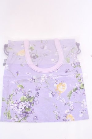 画像: PINK HOUSE / Little Violet柄巾着バッグ  ラベンダー O-25-08-05-1004-LO-BG-IG-OS