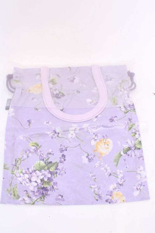 画像1: PINK HOUSE / Little Violet柄巾着バッグ  ラベンダー O-25-08-05-1004-LO-BG-IG-ZT450 (1)