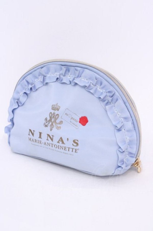 画像1: m petit by misako / NINA’Sコラボポーチ  サックス O-25-08-05-1005-LO-ZA-IG-ZT450 (1)