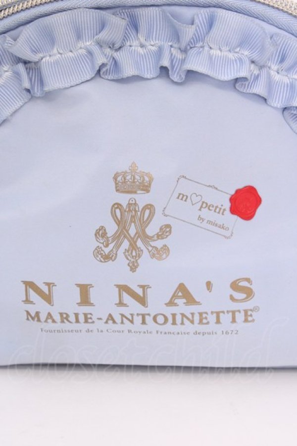 画像2: m petit by misako / NINA’Sコラボポーチ  サックス O-25-08-05-1005-LO-ZA-IG-ZT450 (2)