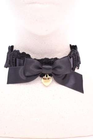 画像: Angelic Pretty / Airy Heartはしごレースチョーカー  クロ O-25-08-05-1023-AP-ZA-IG-OS
