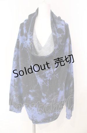 画像: ALGONQUINS / タイダイドレーププルオーバー F ブルー×ブラック O-25-08-05-073-AL-TO-OW-OS