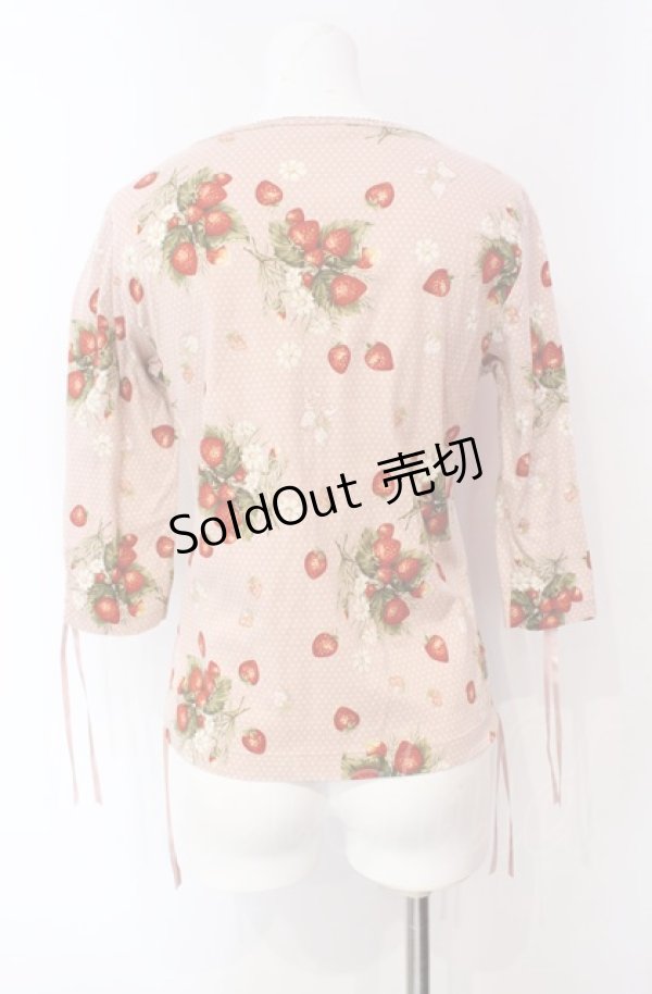 画像2: PINK HOUSE / いちごプリント五分袖カットソー M ピンク O-25-08-05-010-LO-TS-YM-OS (2)