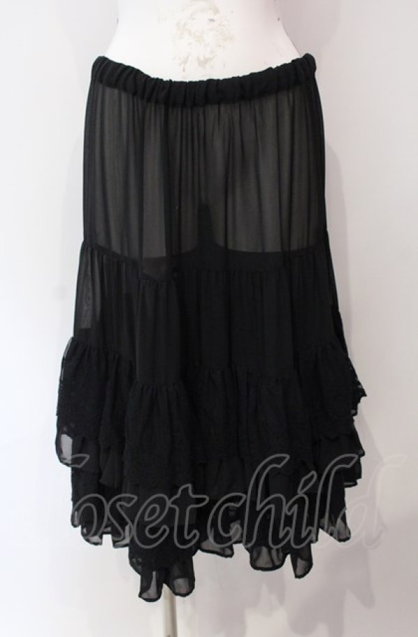 画像1: BPN / シフォンローズレーススカート  ブラック O-25-08-05-016-GO-SK-IG-ZT240 (1)