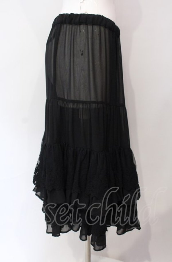 画像3: BPN / シフォンローズレーススカート  ブラック O-25-08-05-016-GO-SK-IG-ZT240 (3)