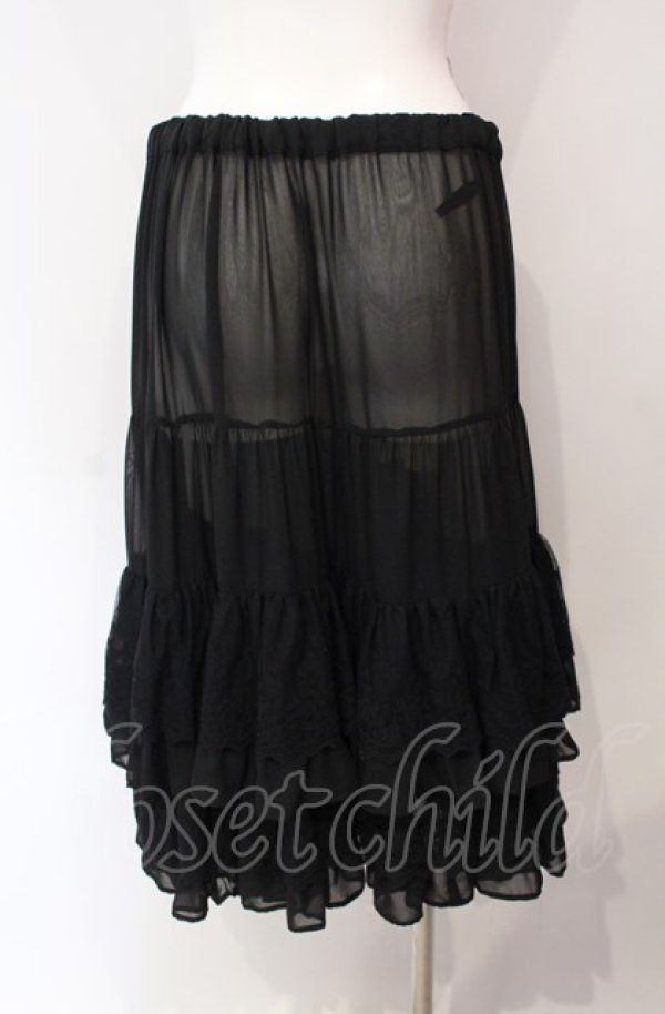画像4: BPN / シフォンローズレーススカート  ブラック O-25-08-05-016-GO-SK-IG-ZT240 (4)