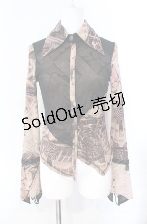 画像: Ozz On / 宗教柄パワーネットブラウス  ベージュ系 O-25-08-07-027-OO-BL-OW-OS