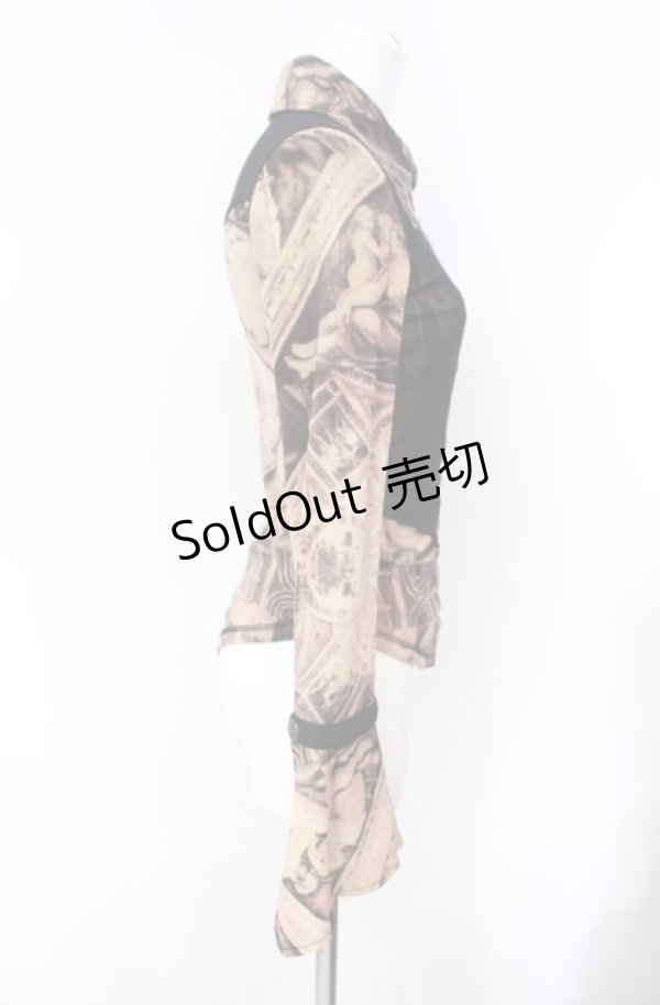 画像2: Ozz On / 宗教柄パワーネットブラウス  ベージュ系 O-25-08-07-027-OO-BL-OW-OS (2)