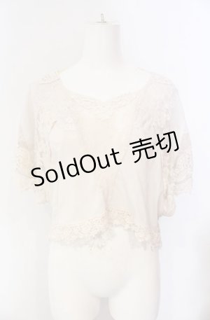 画像: OZZ ANGELO / レース切り替えトップス  アイボリー O-25-08-07-028-OO-TO-OW-OS
