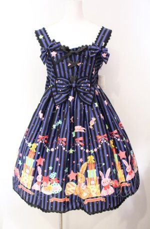 画像: metamorphose / CL Candy Star Rabbitハイウエストジャンパースカート  レイトブルー O-25-08-07-004-ME-OP-IG-OS