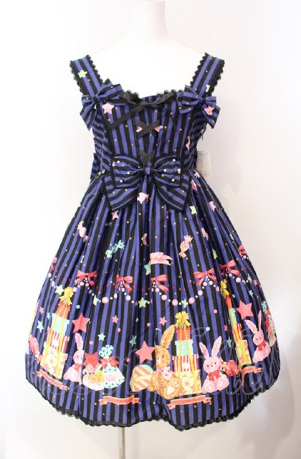 画像1: metamorphose / CL Candy Star Rabbitハイウエストジャンパースカート  レイトブルー O-25-08-07-004-ME-OP-IG-OS (1)