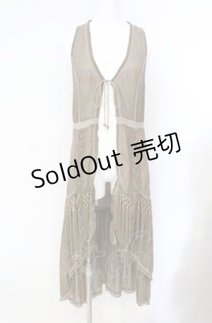 画像: Rozen Kavalier / フリンジ付きシフォンロングジレ  ブラウン O-25-08-07-030-OO-TO-OW-OS