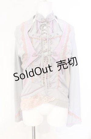 画像: Ozz oneste / ボレロ付きレースアップキャミソール  グレー×ピンク×ラベンダー O-25-08-07-031-OO-TO-OW-OS