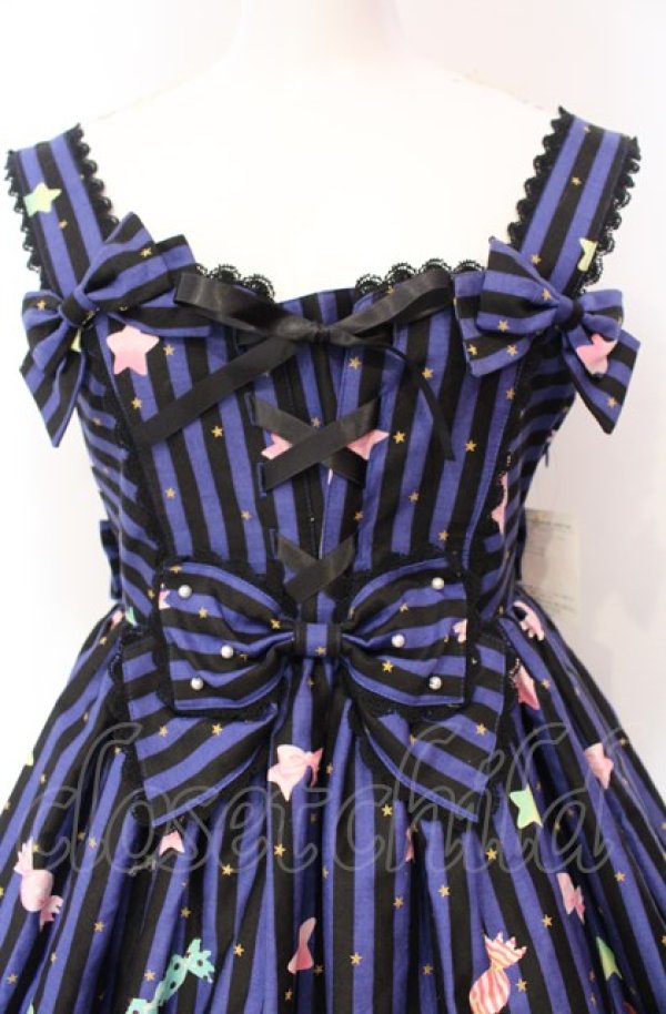 画像2: metamorphose / CL Candy Star Rabbitハイウエストジャンパースカート  レイトブルー O-25-08-07-004-ME-OP-IG-OS (2)