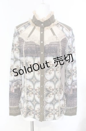 画像: Ozz oneste / 天使柄ブラウス  カーキグリーン系 O-25-08-07-040-OO-BL-OW-OS