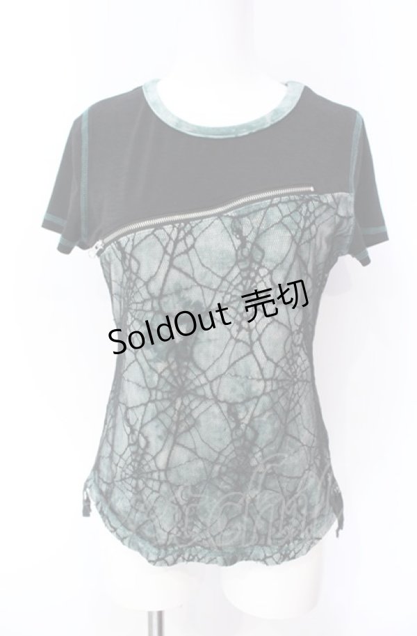 画像1: Ozz Croce / 蜘蛛メッシュレイヤードカットソー  ブラック O-25-08-07-047-OO-TO-OW-OS (1)