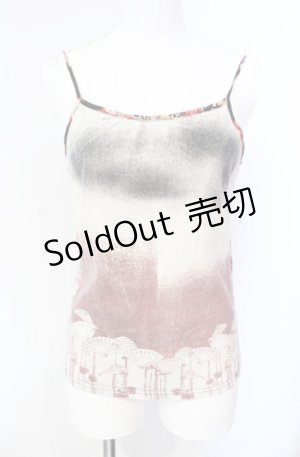 画像: gouk / 和柄キャミソール  ベージュ×レッド O-25-08-07-049-GO-TO-OW-OS