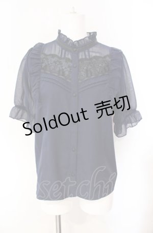 画像: axes femme / ブローチ付ブラウス【ブローチ欠品】  ネイビー O-25-08-07-056-AX-BL-IG-OS