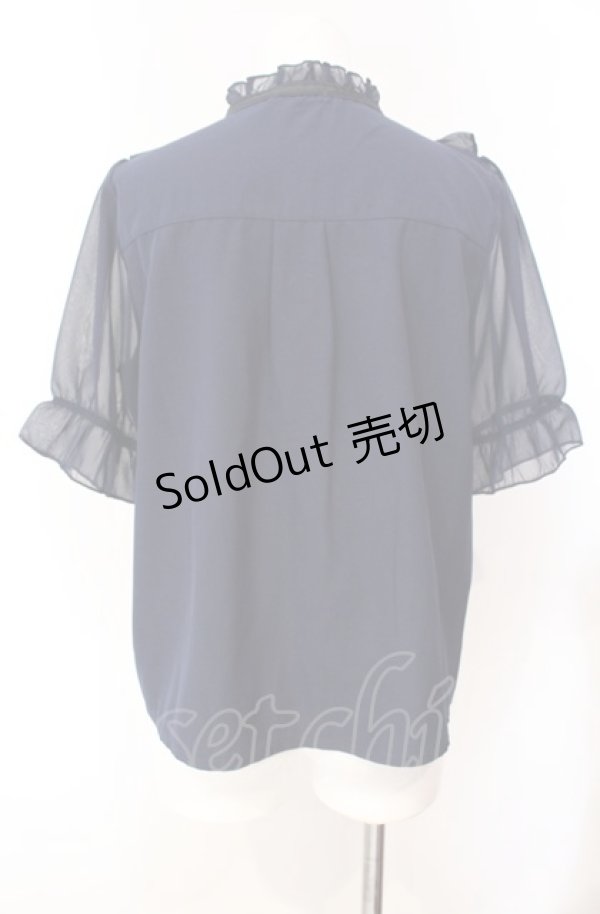 画像3: axes femme / ブローチ付ブラウス【ブローチ欠品】  ネイビー O-25-08-07-056-AX-BL-IG-OS (3)