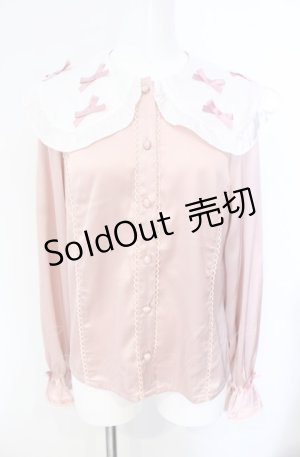 画像: axes femme kawaii / プチリボン配色ブラウス  ピンク O-25-08-07-058-AX-BL-IG-OS