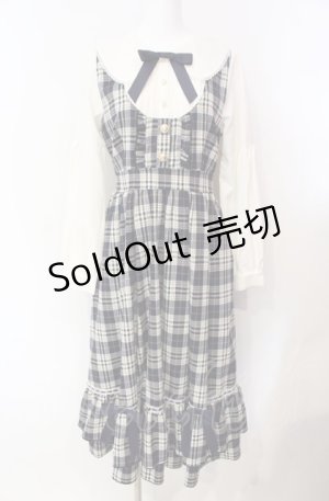 画像: axes femme POETIQUE / チェックフリルレディワンピース  ネイビー×シロ O-25-08-07-067-AX-OP-IG-OS
