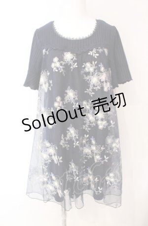 画像: axes femme / チュール刺繍チュニック  ネイビー O-25-08-07-086-AX-OP-IG-OS