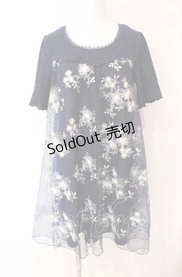 画像1: axes femme / チュール刺繍チュニック  ネイビー O-25-08-07-086-AX-OP-IG-OS (1)