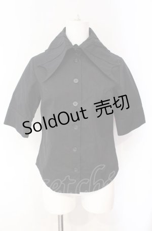 画像: BPN / 蝙蝠襟半袖ブラウス M ブラック O-25-08-07-091-GO-BL-IG-OS