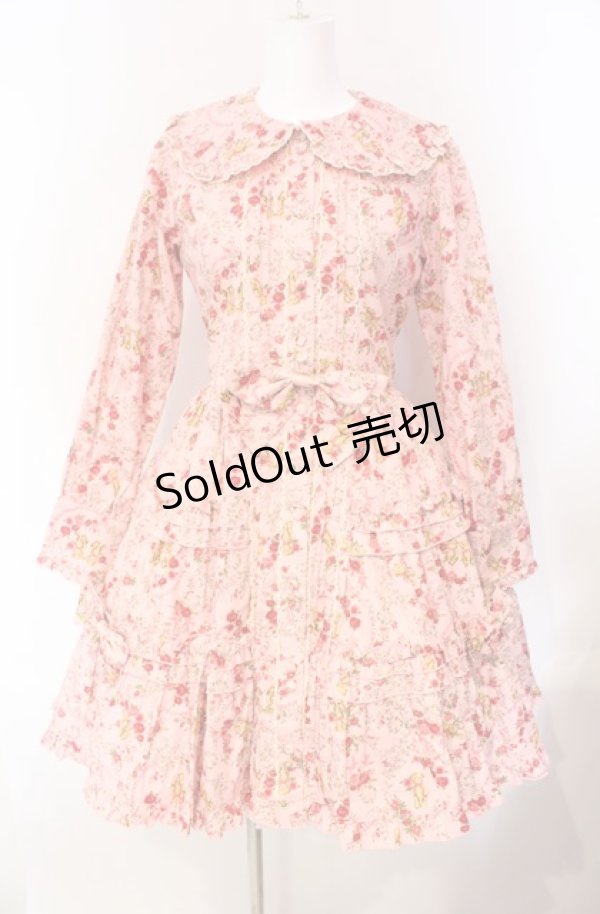 画像1: metamorphose / ガーデニングくまちゃんワンピース  ピンク O-25-08-07-009-ME-OP-IG-OS (1)