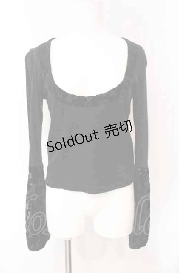 画像1: BPN / 透かしフロッキーカットソー M ブラック O-25-08-07-094-GO-TO-IG-OS (1)