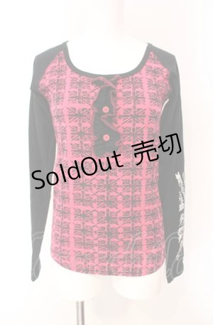 画像: ALGONQUINS / ユニオンジャックスカルptカットソー  ピンク×ブラック O-25-08-07-095-AL-TS-IG-ZY