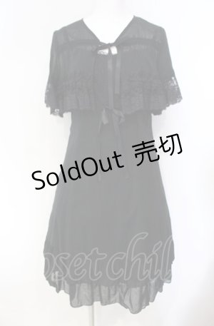 画像: MIHO MATSUDA / ケープ付きキャミワンピ  ブラック O-25-08-07-015-GO-OP-IG-OS