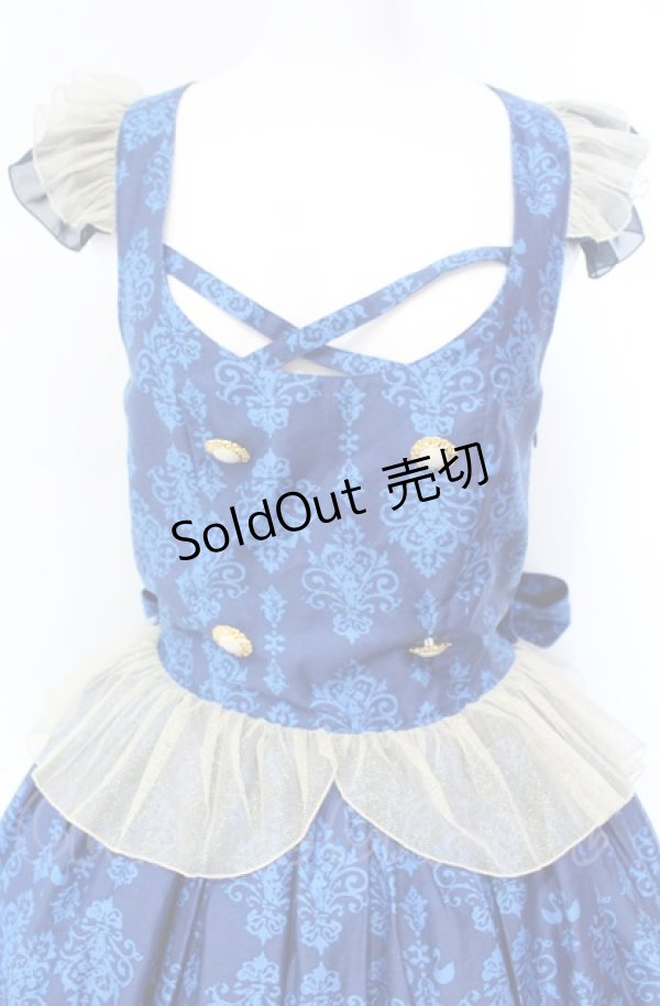 画像2: metamorphose / Dress roomバッスルジャンパースカート(ミディ)  インクブルー O-25-08-07-003-ME-OP-IG-OS (2)