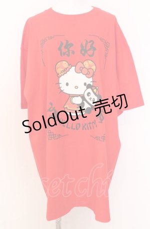 画像: Candy Stripper / CHINA HELLO KITTY TEE 2 レッド O-25-08-08-029-PU-TO-IG-ZT1211F