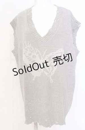 画像: Candy Stripper / FIRE BUTTERFLY DAMAGE VEST ベスト  グレー O-25-08-08-031-PU-TO-IG-OS