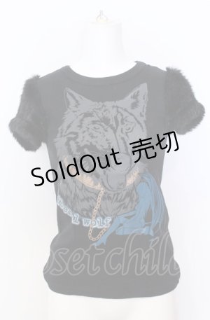 画像: BATSU / ボアスリーブTシャツ M ブラック O-25-08-08-034-PU-TO-IG-ZT038