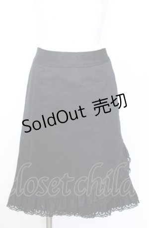 画像: PEACE NOW / 裾フリルミディスカート M ブラック O-25-08-08-040-PU-SK-IG-OS